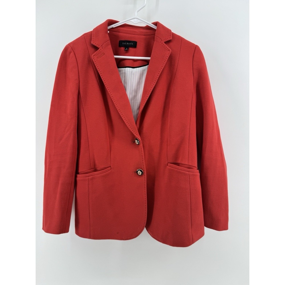 Talbots Women Aberdeen Blazer Jacket Size 6 Red Button Up Office Career Pocket